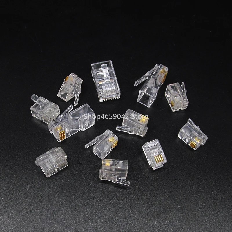 20/50/100Pcs RJ11 6P2C 6P4C 6P6C Crystal Heads  RJ45 8P8C Telephone Internet Modular Plug Jack Network Connector