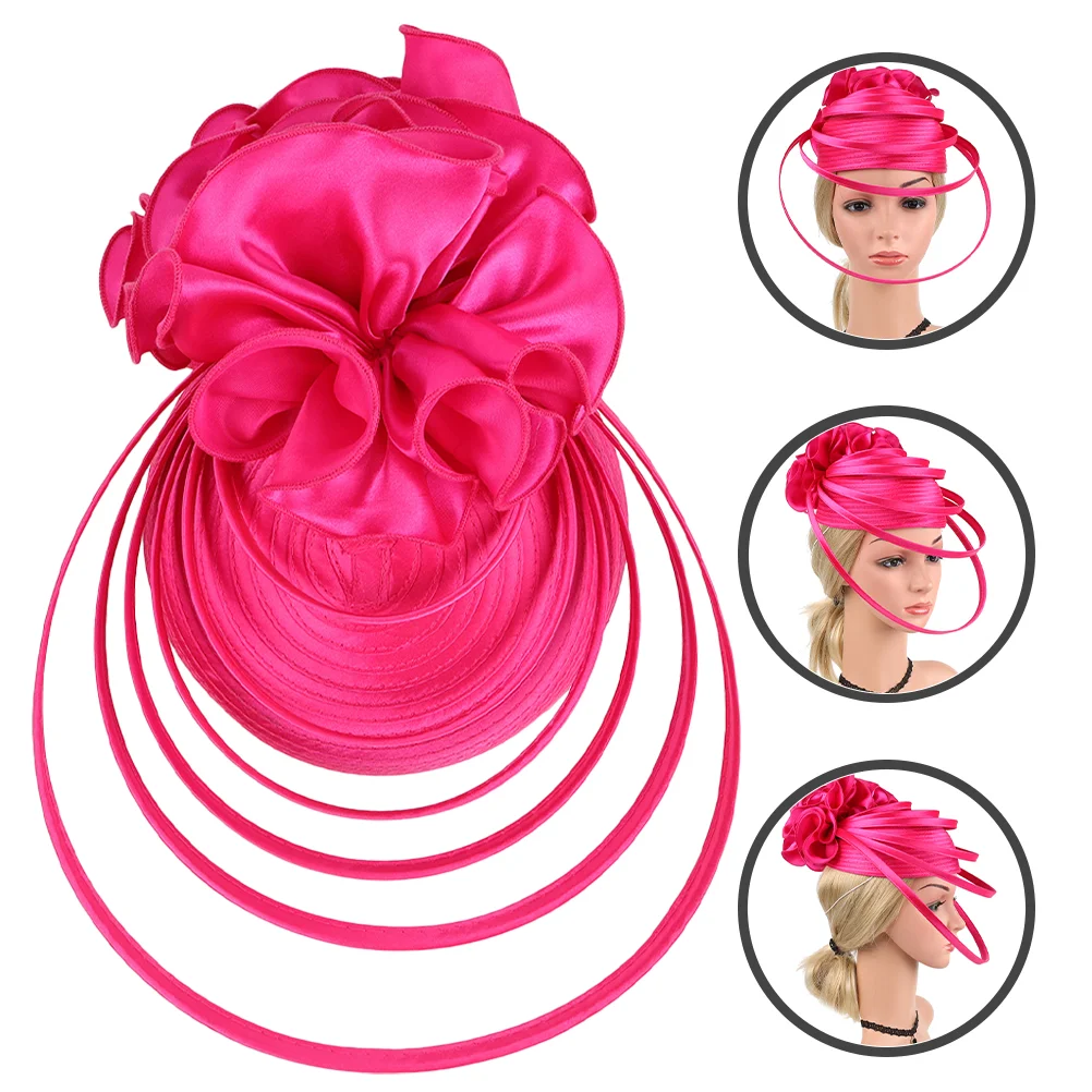 

Vintage Decor Tea Party Hat Wedding Fascinator Fascinators for Women Headgear Rosy Bride