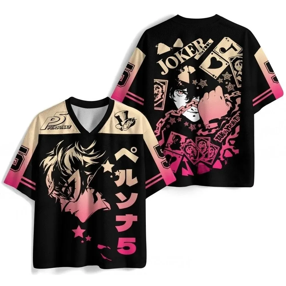 Persona 5 P5 Joker Rain Palace Lotus Men's Quick Drying Shirt T-shirt Neutral Anime Loose Short Sleeve Periphery Streetwear