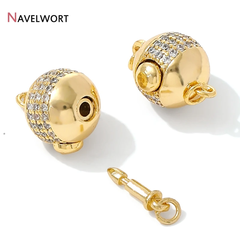 

застежки для бижутери, 18-каратное позолоченное латунь с цирконовыми шариковыми застежками, сильные магнитные застежки для DIY браслета, ожерелья, аксессуары для изготовления