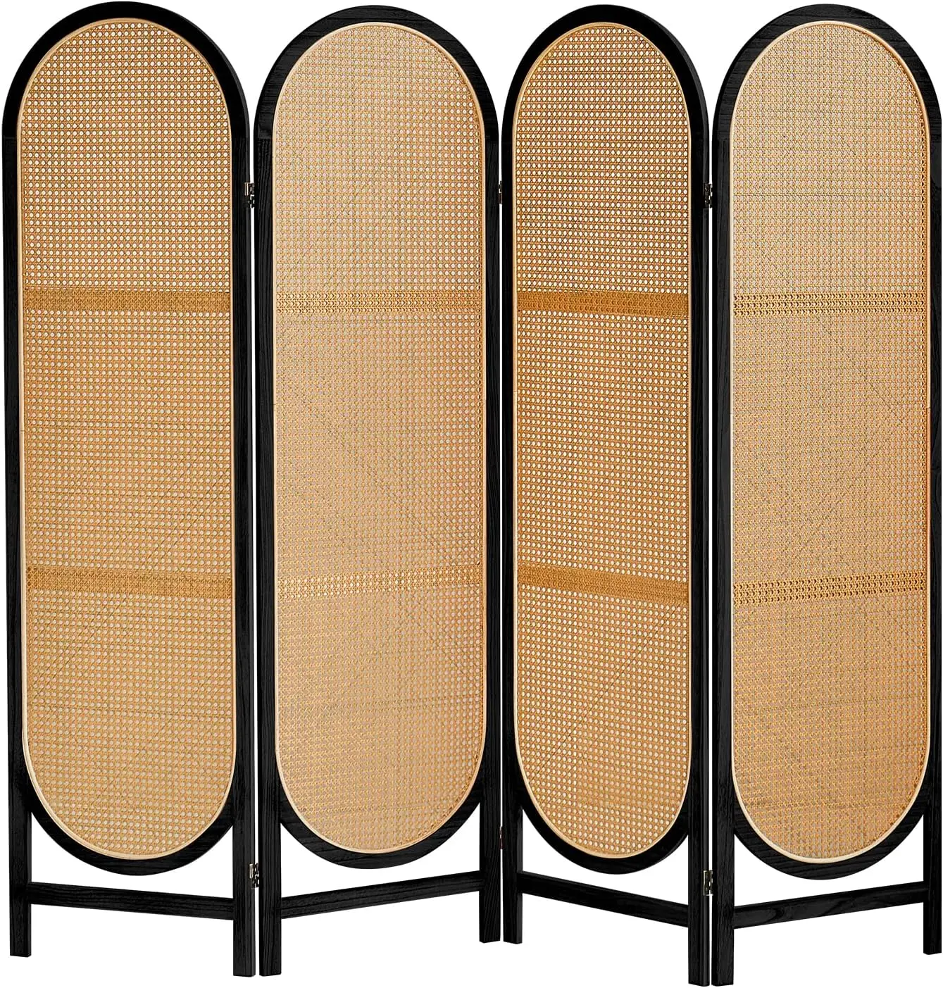 Room Dividers, Foldable Wooden Room Dividers, Individual Privacy Screens Made of Hand-Woven Rattan, Portable Wall Divid