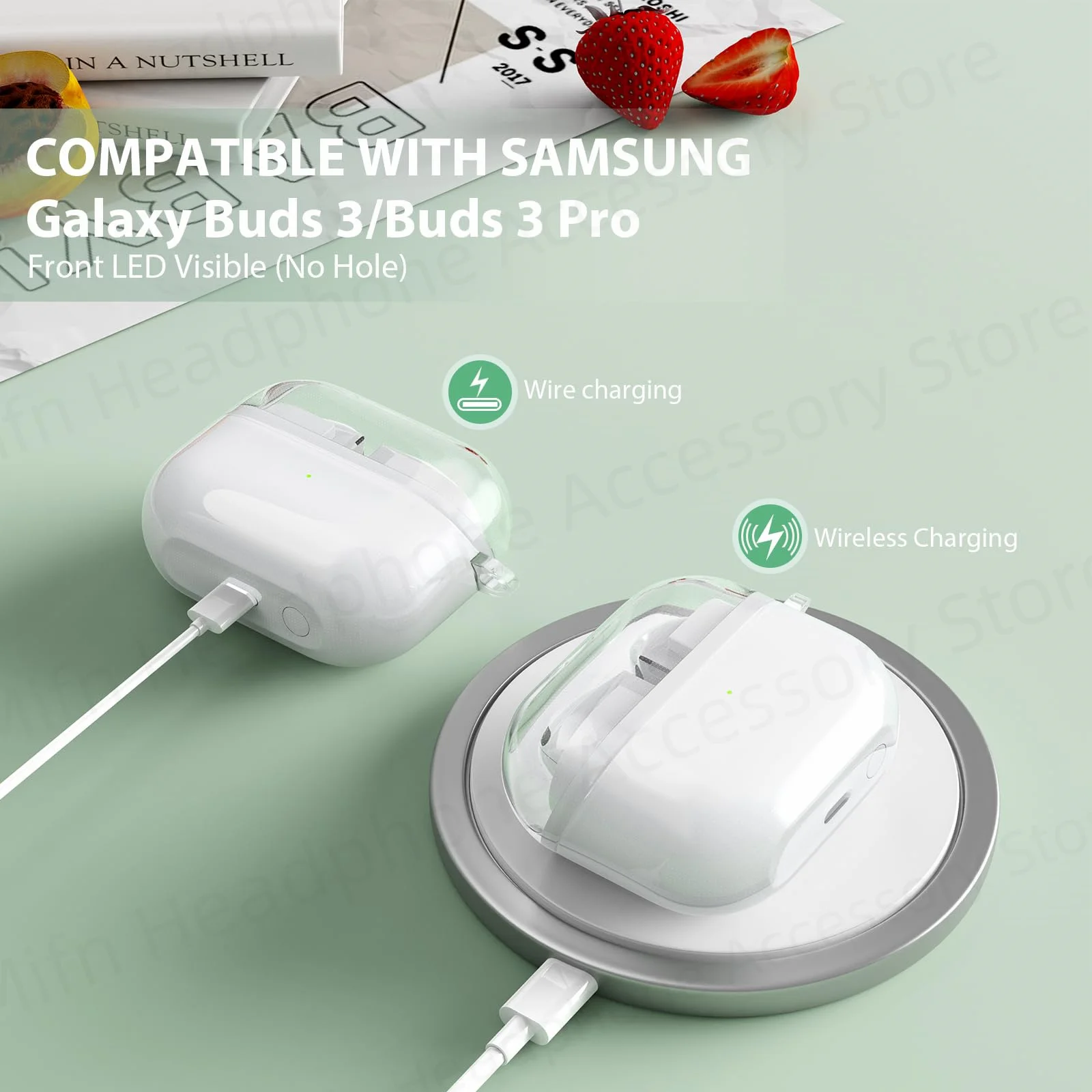 Soft clear TPU Case for galaxy buds 3 pro buzz buds3 pro cases with keychain silicone protector for samsung buds 3 pro funda