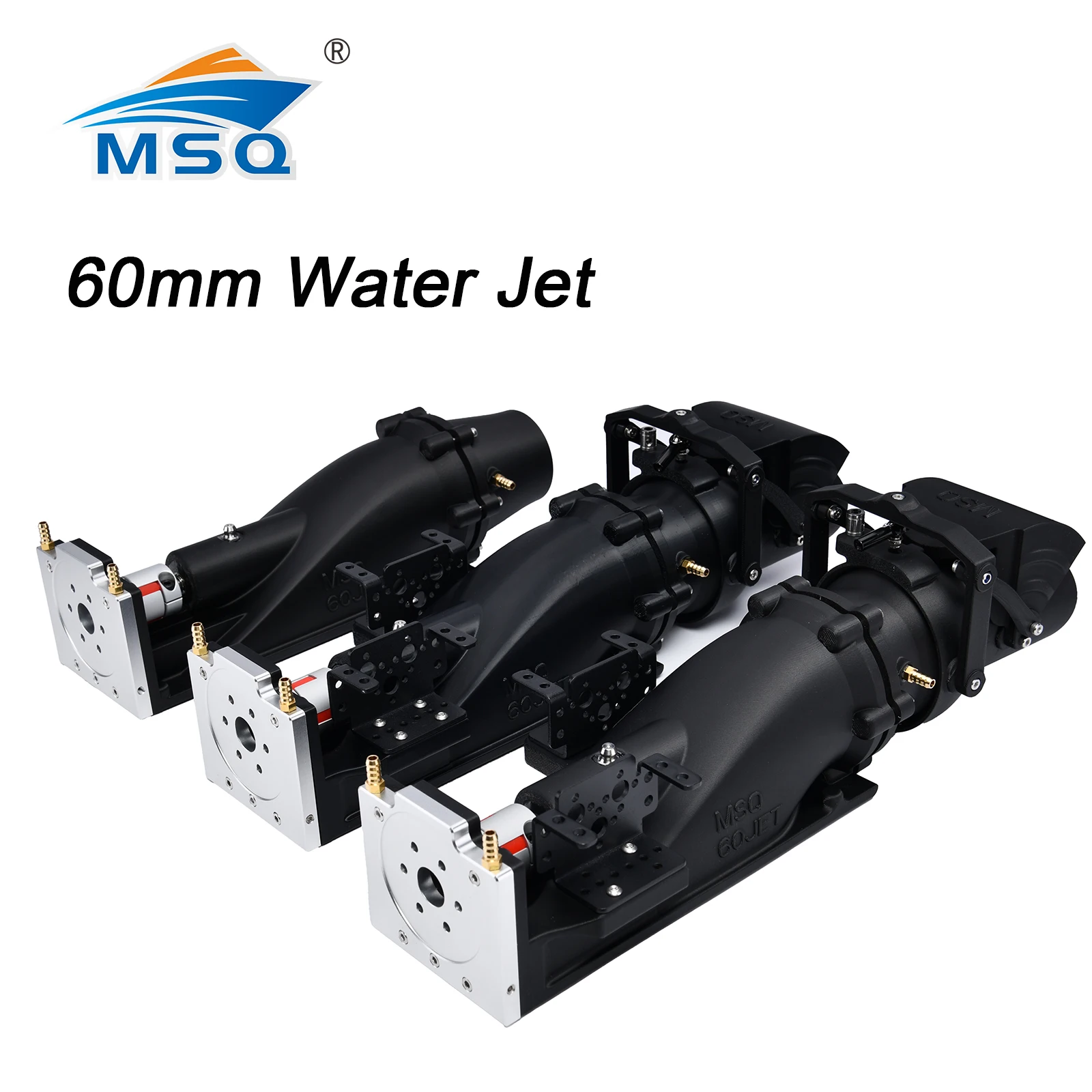 MSQ 60mm Water Jet With 2 blades 7075 Propeller Water Thruster With Reverse Buckle 6mm Shaft w/8mmCoupling for RC Model Jet Boat