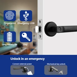 Electronic Fingerprint Smart Door Lock, Biometric Lock, Handle com chave, quarto, hotel, apartamento, escritório