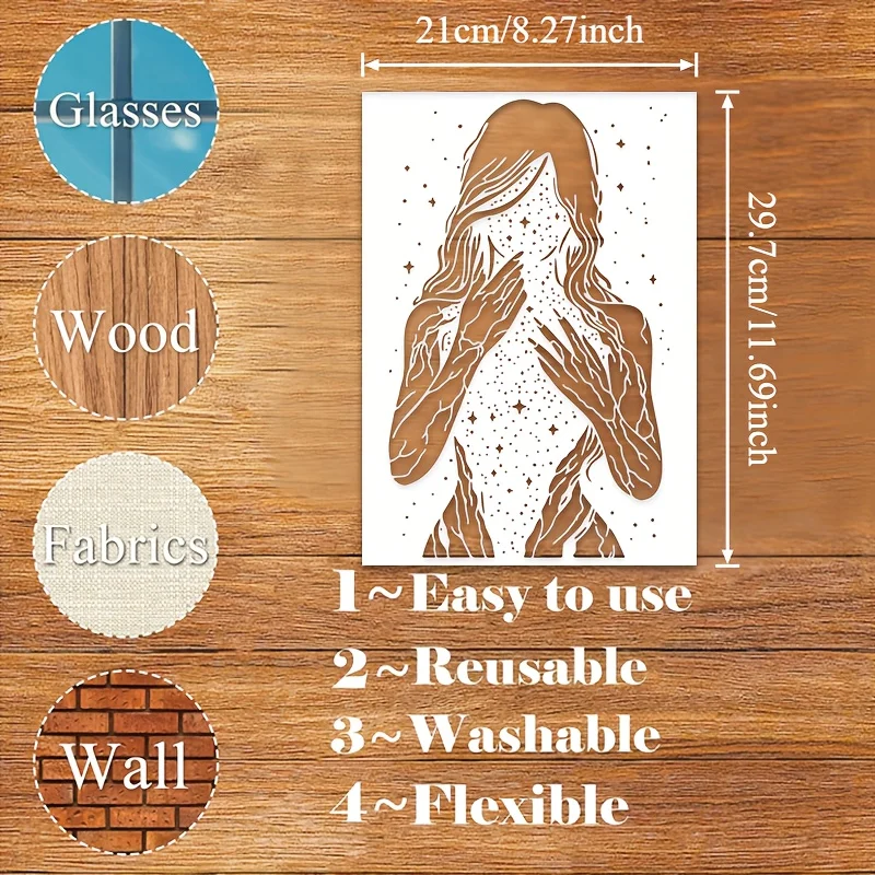 A4 29 *21cm Starry Sky Girl DIY Stencils Wall Painting Scrapbook Coloring Embossing Album Decorative Paper Card Template,wall
