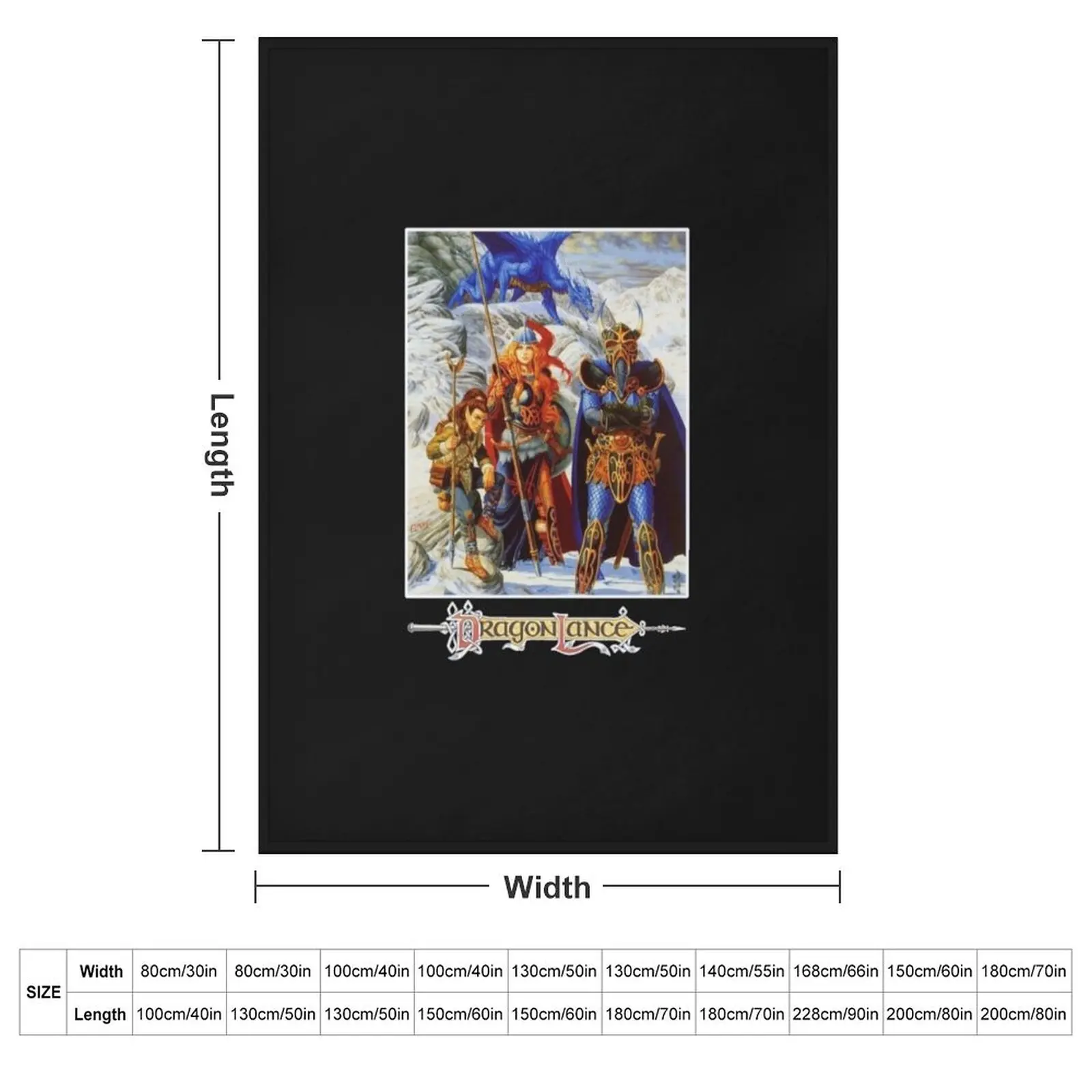 Advanced Dungeons and Dragons, Dragons of WInter Night DragonLance Classic T-Shirt Throw Blanket Heavy Retros Blankets