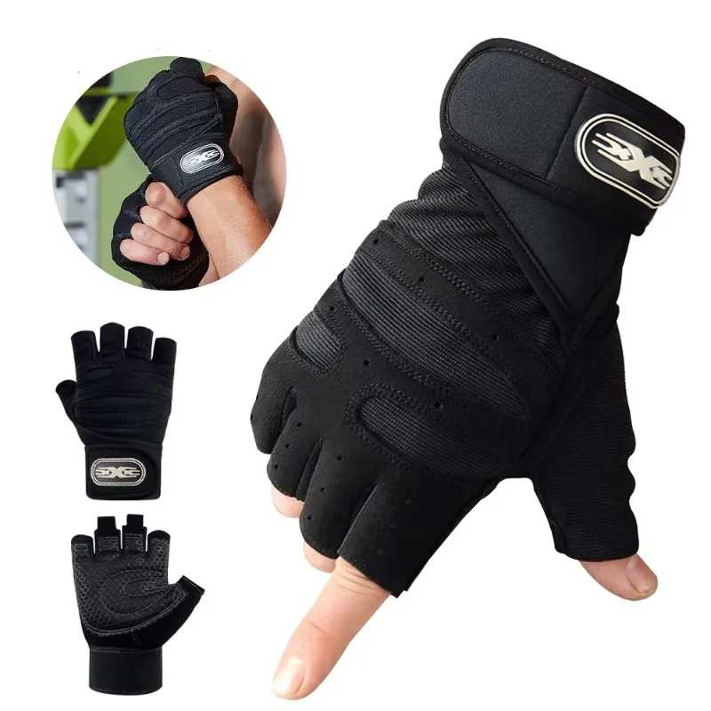 Fitnesshandschuhe für Männer und Frauen, Gewichtheben-Handschuhe mit Handgelenkstütze, Bodybuilding-Training, Sport, Übung, Radfahren, Stoßdämpfende Handschuhe