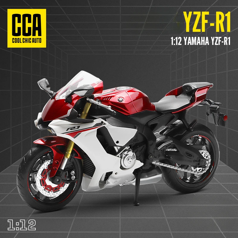 CCA Simulation 1/12 Yamaha YZF-R1 Alloy Motorcycle Model Sound Light Metal Motorbike Toys Kids Boys Gift Collective Home Decor