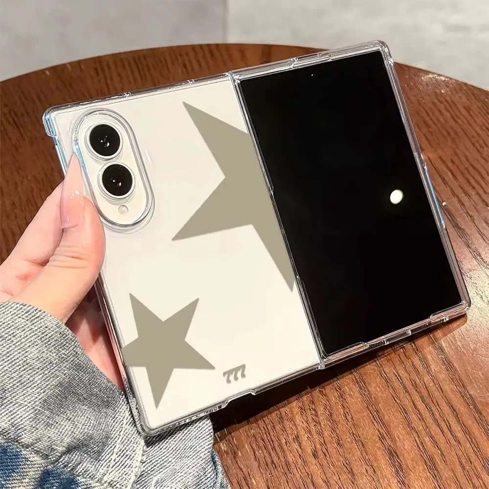 Simple Neutral Star Transparent Case For Samsung Galaxy Z Fold 8 Hard PC Shockproof Foldable Mobile Phone Protective Case