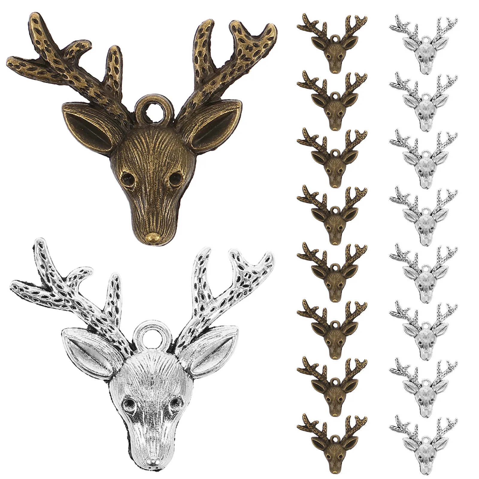 20Pcs Deer Antler Stag Reindeer Alloy Pendant Charms for DIY Necklace Bracelet Earrings Jewelry Making Vintage Animal Charms