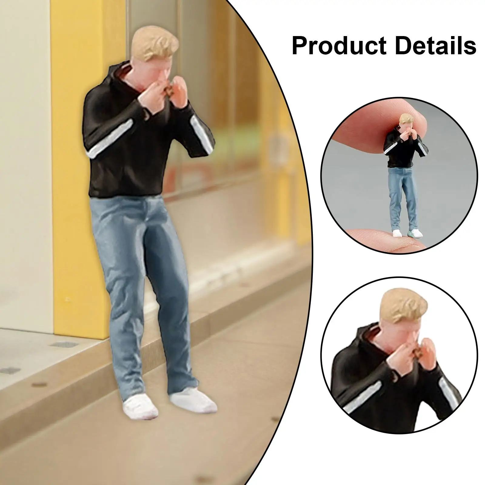 1:64 Scale Diorama Photography Man Figure Layout Desk Decor Tiny Resin Male Miniature Figurine for Gift Doll House Decoration