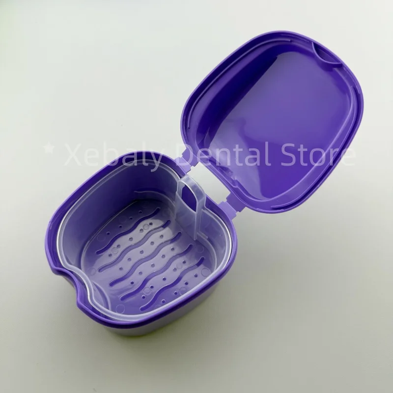 20Pcs Denture Bath Box Cleaning False Teeth Storage Box Dental Orthodontic Storage Case With A Filter Screen Apple Dental Box