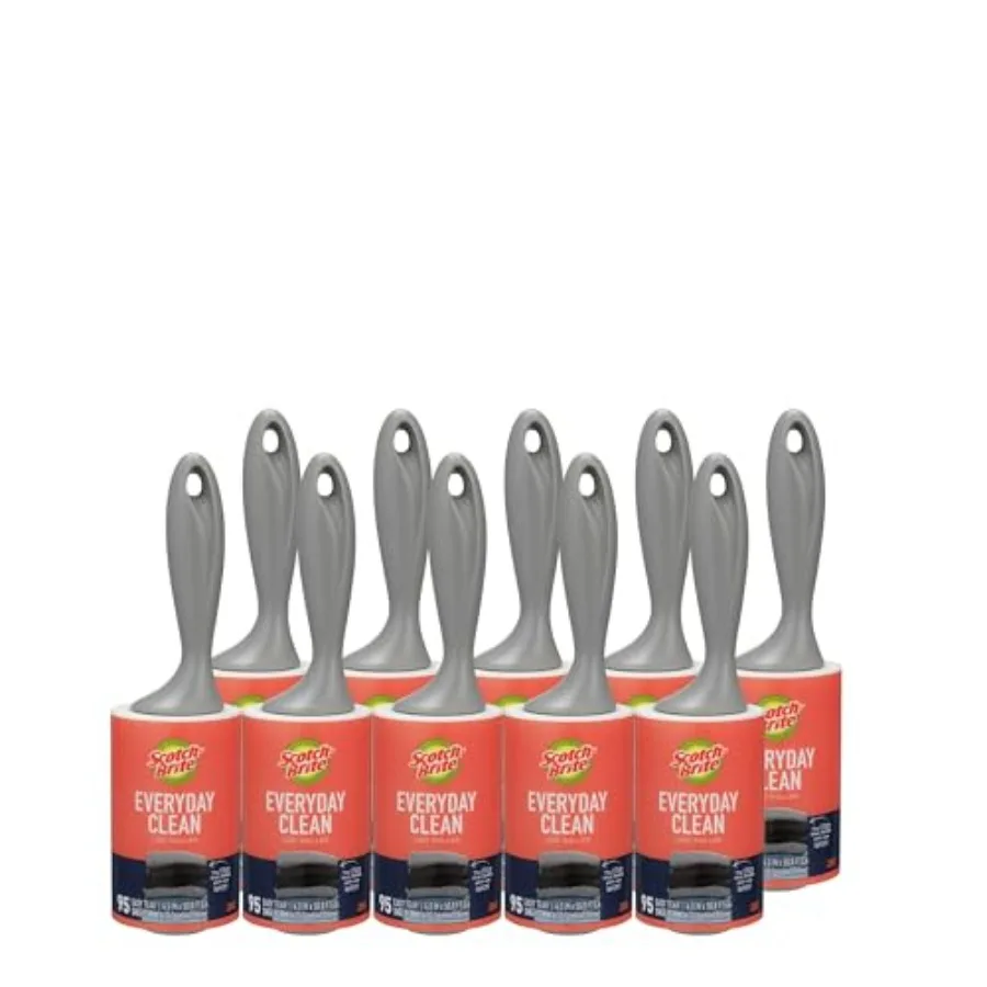 

Ролик для удаления ворса Everyday Clean для шерсти животных, темной одежды, мебели и пыльных поверхностей, черный, собирает шерсть и ворс, 10 штук, 950 клеевых элементов