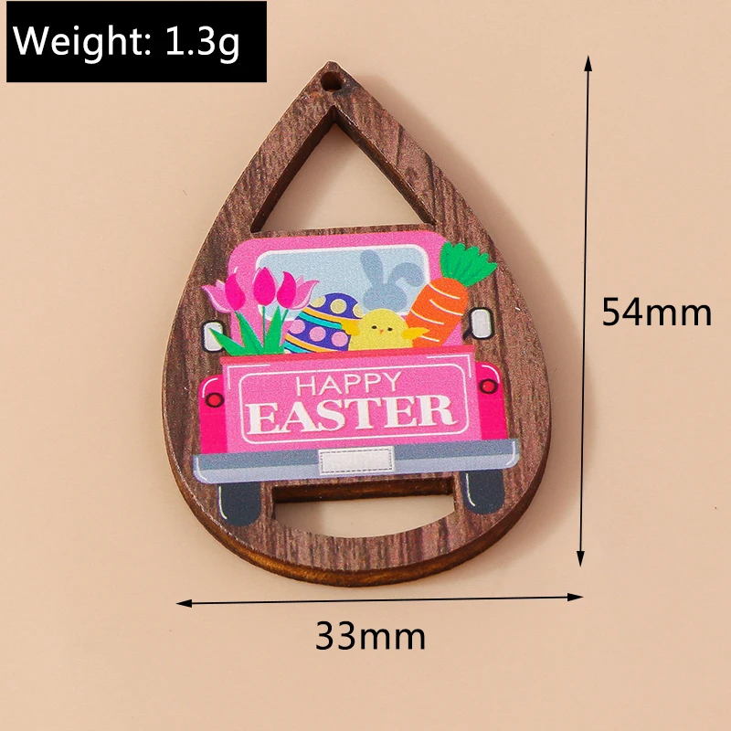 Leslie 10 Stück bunte Cartoon-Kaninchen-Osterei-Anhänger für die Schmuckherstellung, Frohe Ostern, Hasen-Anhänger, DIY-Halsketten, Ohrringe – Detail 2