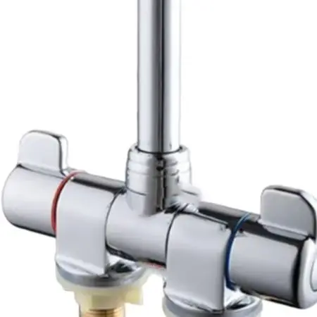 Double Handle Brass Faucet with for 360° Swivel Spout for RV Yacht Sink, G1/2 Thread, , Easy Install, Fits 22-30mm Hole