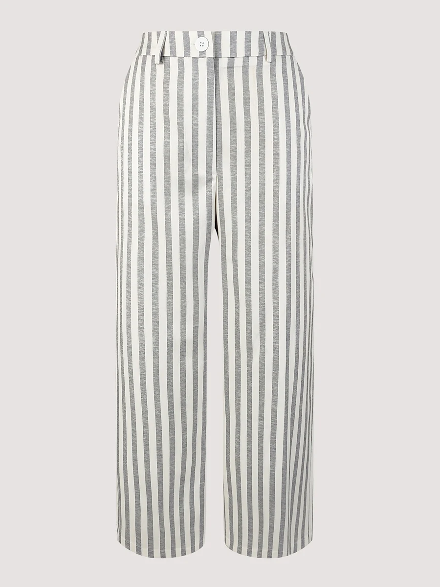 Damen High-Waist Gestreifte Weite Hose, Lässige Elegante Palazzo-Hose, Sommermode Streetwear für Damen, Bürokleidung – Detail 2