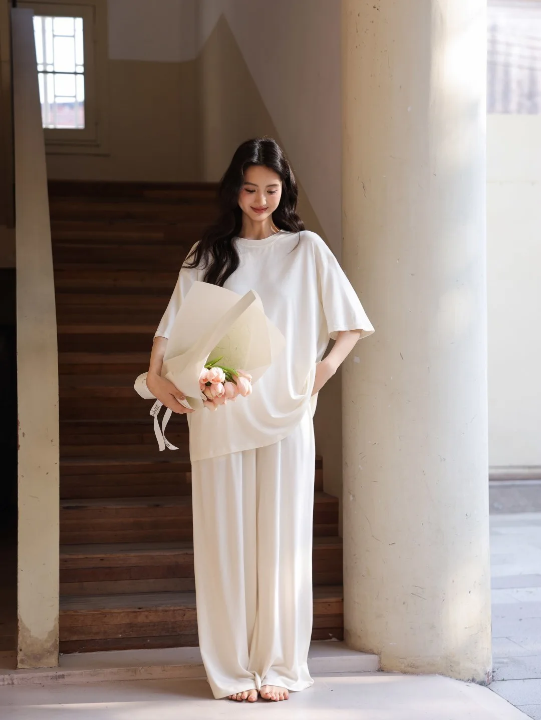 vetements-de-nuit-en-modal-pour-femmes-ensemble-decontracte-et-confortable-a-manches-courtes-et-pantalon-long-pouvant-etre-porte-a-l'exterieur-en-ete