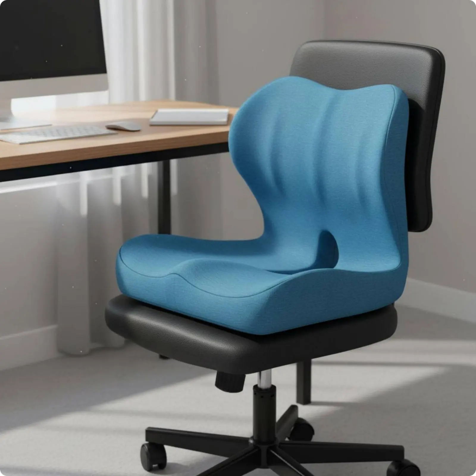 

Seat and Back Cushion Single-Piece Design Memory Foam Seat Cushion Chair Pad Large Size Comfort Aid U-Shaped Cutout for Students