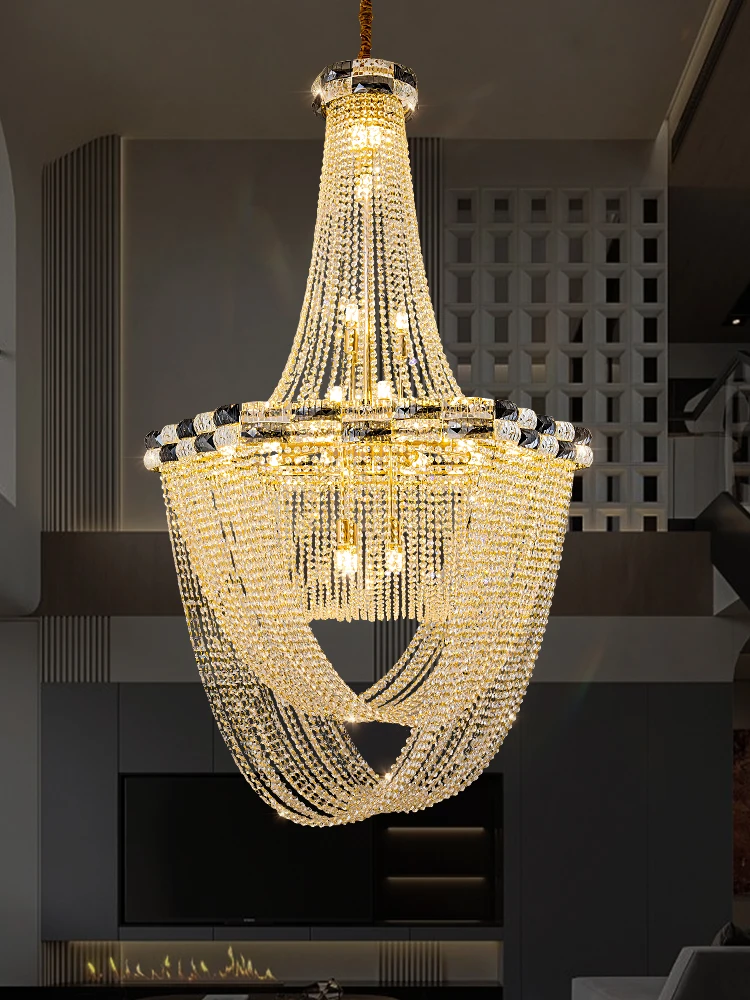 Gold Silver Crystal Chain Led 2025 Ceiling Chandelier Lighting Hanging Lamps Lustre Suspension Luminaire Lampen For Living Room