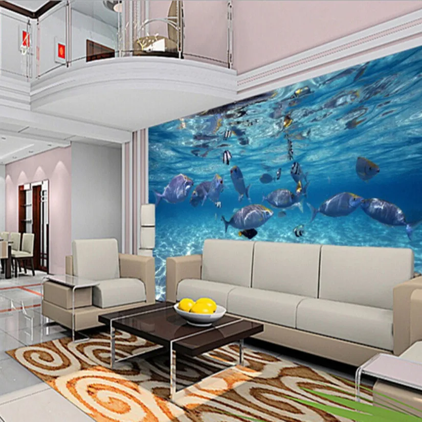 Papel de parede foto personalizada 3d estereoscópico subaquático mundo de peixe marinho sala de tv crianças fundo de tv mural 3d papel de parede