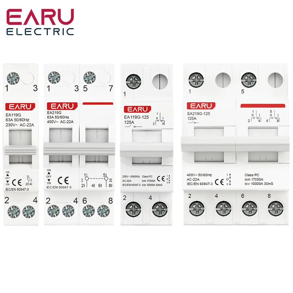 1P 2P 40A 63A 125A Din Rail Modular MTS Dual Power Manual Transfer Switch AC Isolating Discounnecting Switch Circuit Breaker