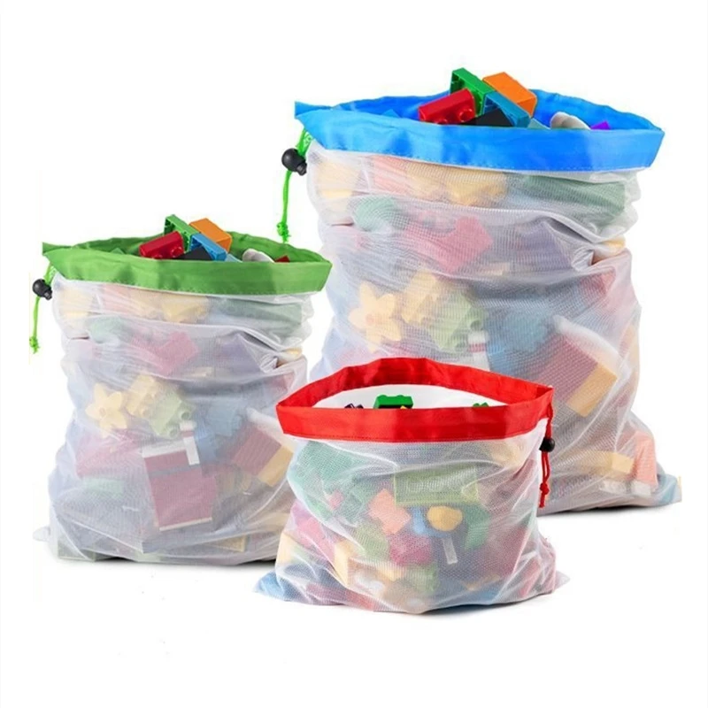 3pcs Drawstring Toy Storage Bags for Building Blocks, Portable Organizer for Kids, Puzzle Toys and More