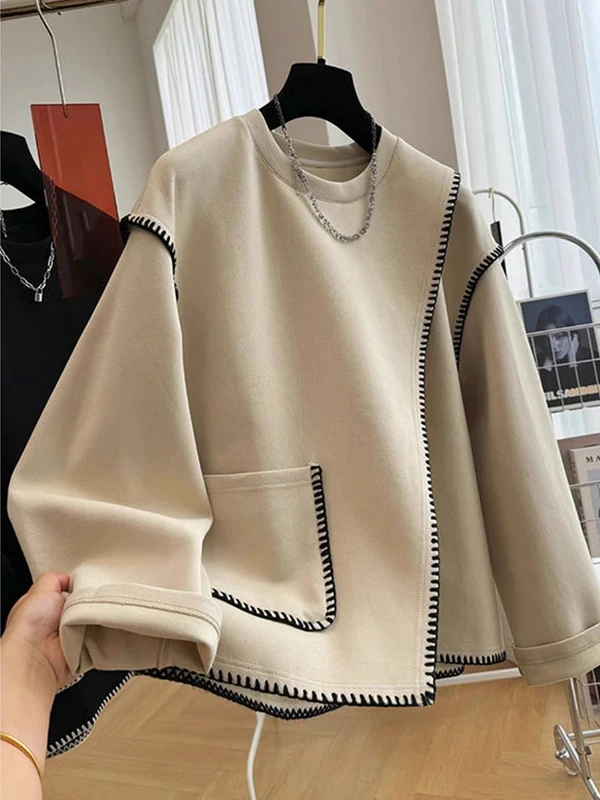 plus Size Sweatirt round Ne Women's Clothing Conceals Flaws Autumn Winter Outerwear Faionable Versatile plus Size Hoodie