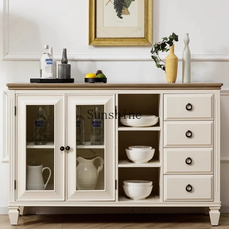 American side cabinet kitchen living room household all solid wood light luxury retro wall storage FT