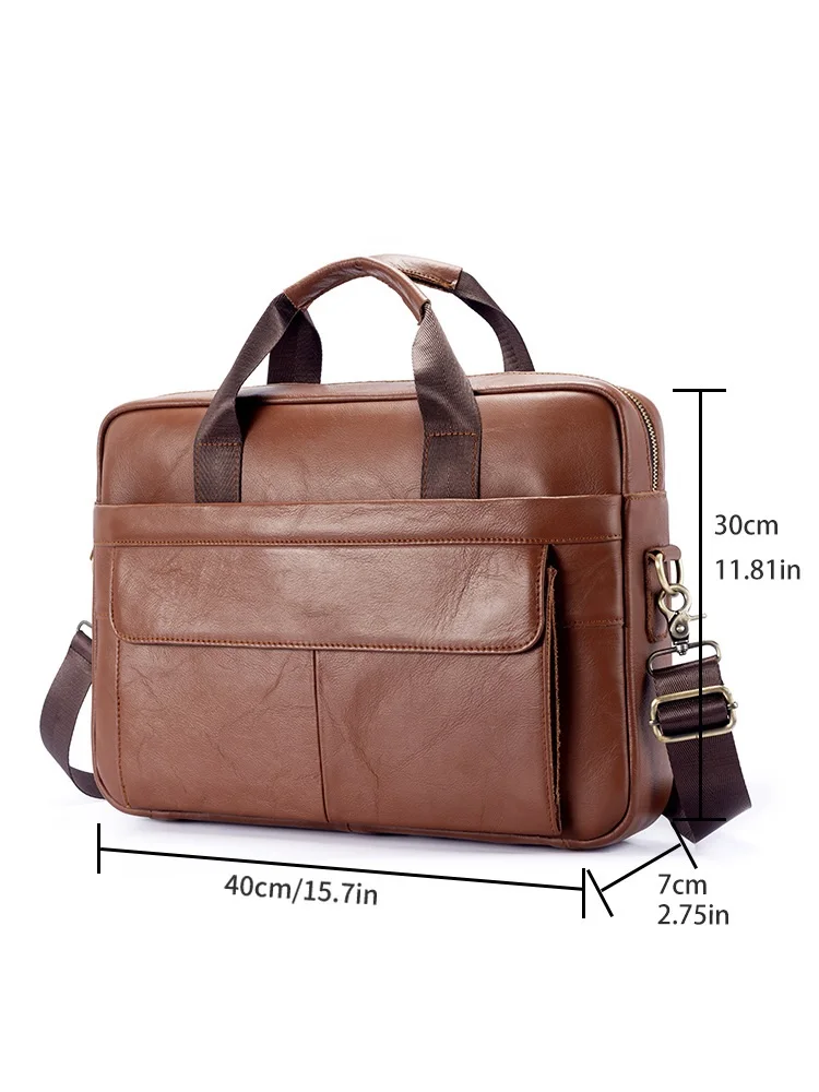 Valigetta per laptop Bussiness in pelle di mucca Valigetta portatile grande in vera pelle Borsa a tracolla o a tracolla da uomo multifunzionale