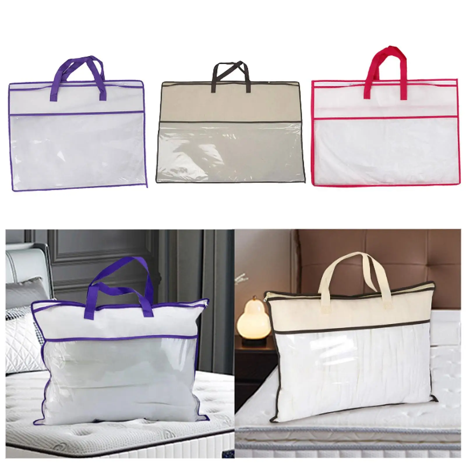 

Comforter Storage Bag Space Saver Clear 27.6"x19.7" with Zipper Clothing Organizer for Bed Sheet Clothes Bedding Toys Duvet