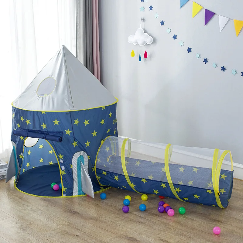3 Pcs/Set Portable Children\'s Tent Spaceship Rocket Tent Playground Baby Tipi Infantil Ball Pit Child Games House Baby Ball Pool