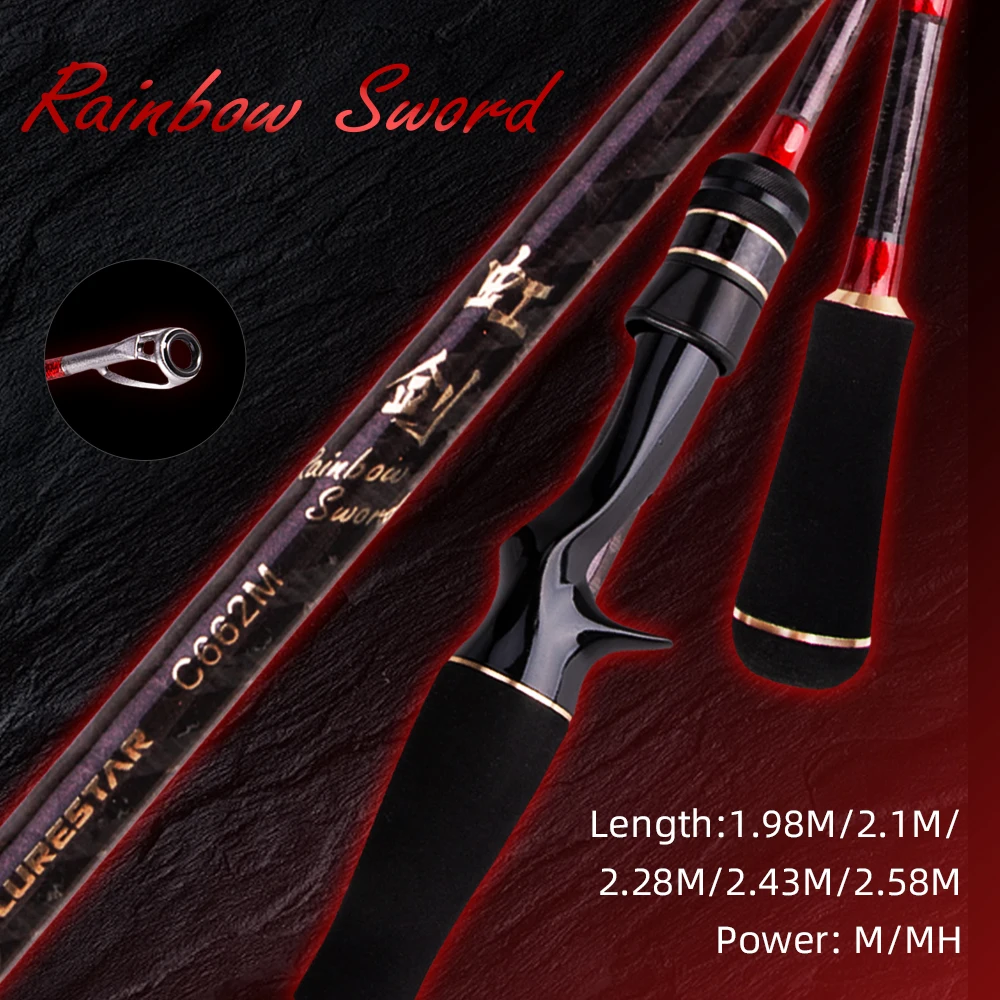 

RAINBOW SWORD Спиннинговая удочка для литья Fuji Ring F Action Lure Rod Высокоуглеродистая удочка для щуки с окунями