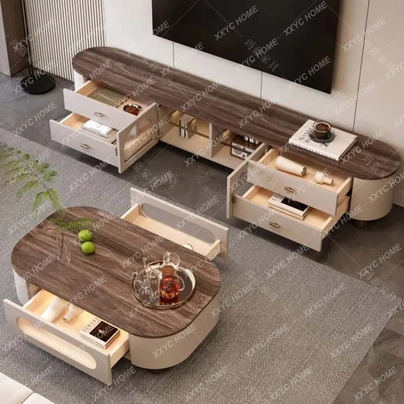 XXGlass Wood Coffee Table Modern Decoration Dinner Service  Coffee Table Storage Minimalist Meubles Postmodern Furniture