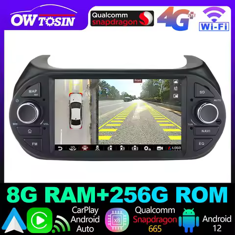 7862 8G+256G Android 13 Car GPS Navigation Radio For Fiat Fiorino Citroen Nemo Peugeot Bipper 2008-2017 360°Camera CarPlay Auto