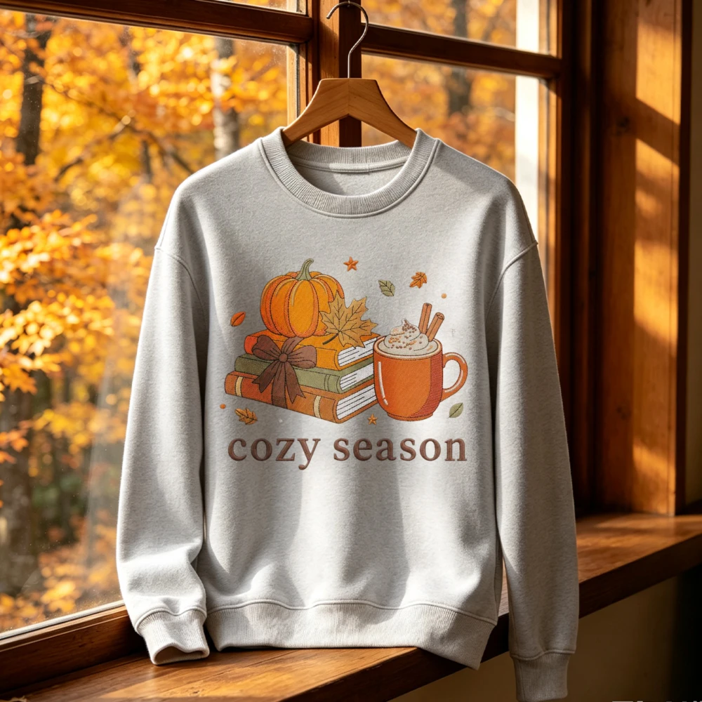 Cozy Season Book Lover Fall Coffee Reading Sweatshirt Pumpkin Spice Grey Autumn Top Booktok Merch Kawaii Clothes Winter Women