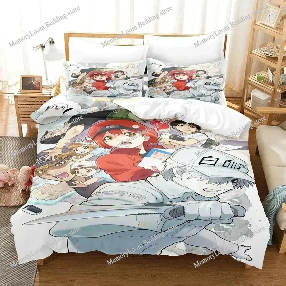 

Cells At Work Modern Bedding Set Single-Twin-Full-Queen-King Size Kid Bedroom Breathable Duvet Cover 3D Print Vibrant Anime