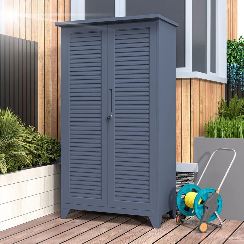 Venetian Style Outdoor Storage Cabinet Waterproof Sunproof Corrosion Resistant Locker for Villa Courtyard Garden Tool Utility