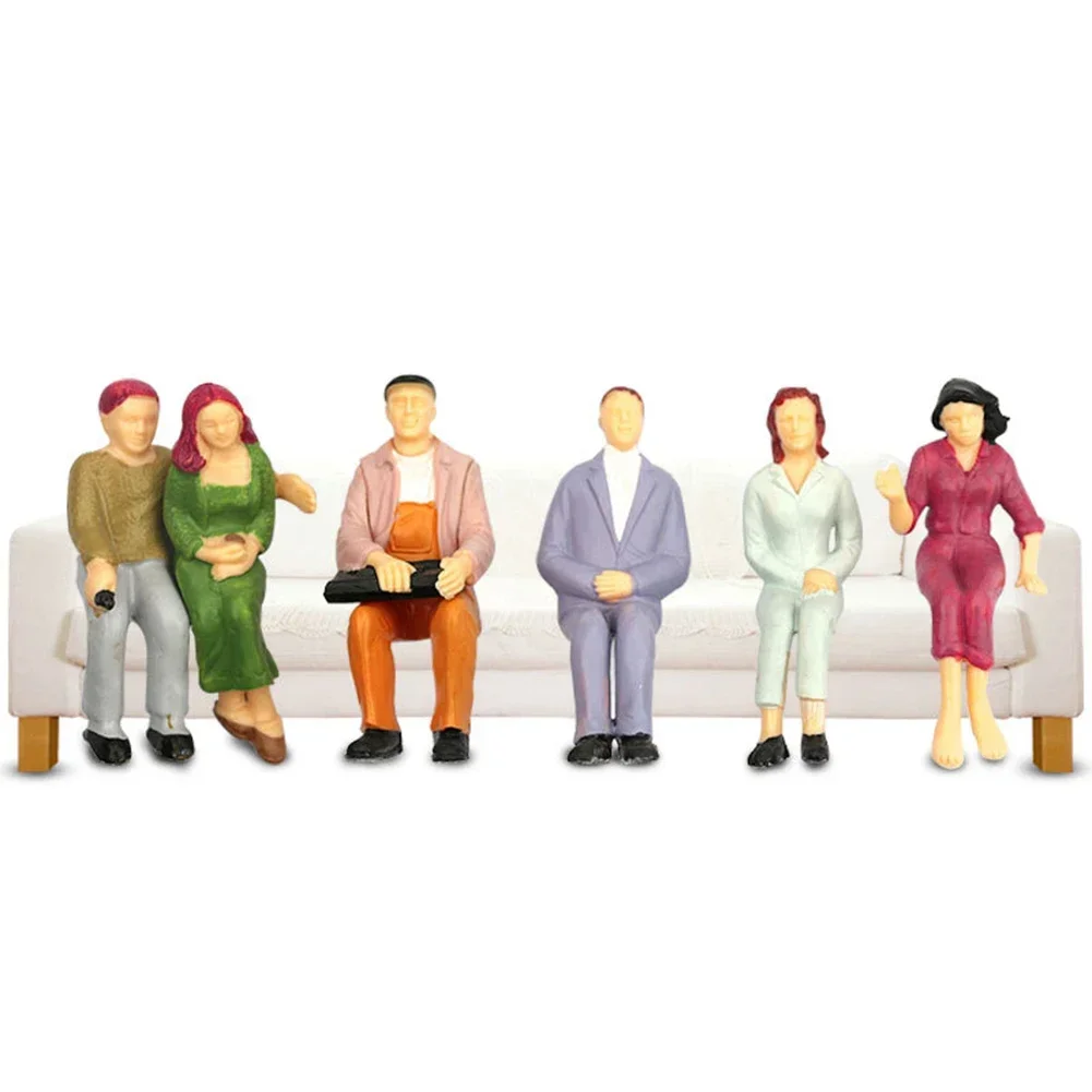 50Pcs Sitting Figures Scale 1:32 Model Figures People Track 1 Painted Color Model Doll Simulation Crafts Garden Decoration