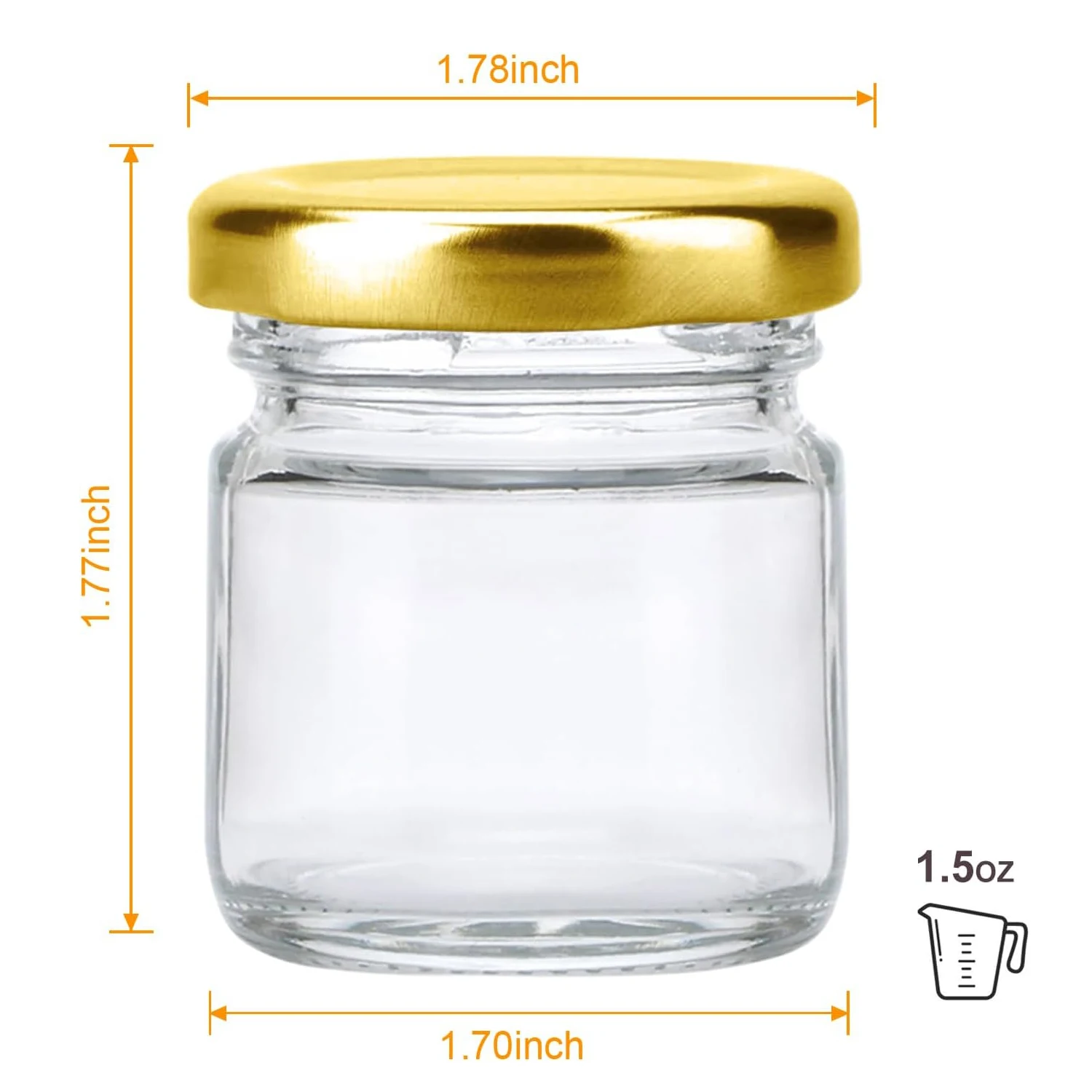 Mini Glass Jars Bulk Set of10/20,Round Small Honey Jars with Golden Lids, Canning Jar for Candle Making,Spice,Jelly,Jam,Wedding,