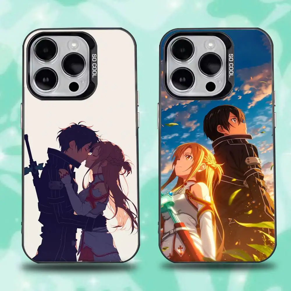 Чехол для телефона Anime A-Asuna K-Kirito для iPhone 16,15,14,13,12,11, Pro, Max, Plus, Mini, XS, SE, черный матовый жесткий бампер с защитой от падения Чехол для телефона Anime A-Asuna K-Kirito для iPhone 16,15,14,13,12,11, Pro, Max, Plus, Mini, XS, SE, черный матовый жесткий бампер с защитой от падения