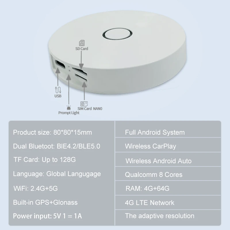 صندوق Ai لاسلكي 4+64G من ألياف الكربون Qual-comm 8 Core USB TV CarPlay لـ US Canada Android 11 4G LTE ضمان لمدة عام لـ Youtube #6