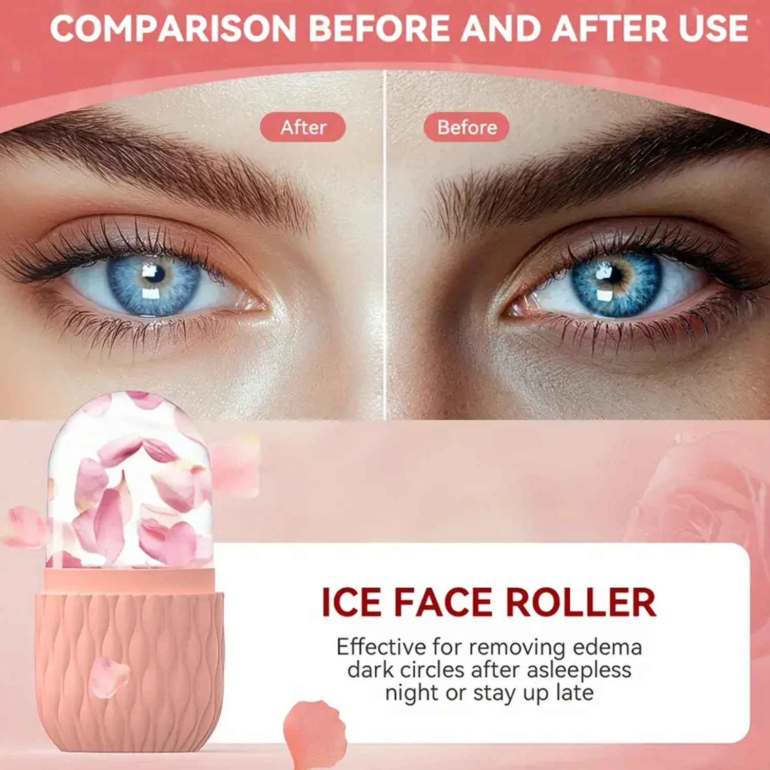 Rodillo de hielo para belleza facial y de ojos, herramientas para el cuidado de la piel, soporte para hielo, cubo Facial Gua Sha, masaje Facial, molde de hielo para apretar la piel de la cara