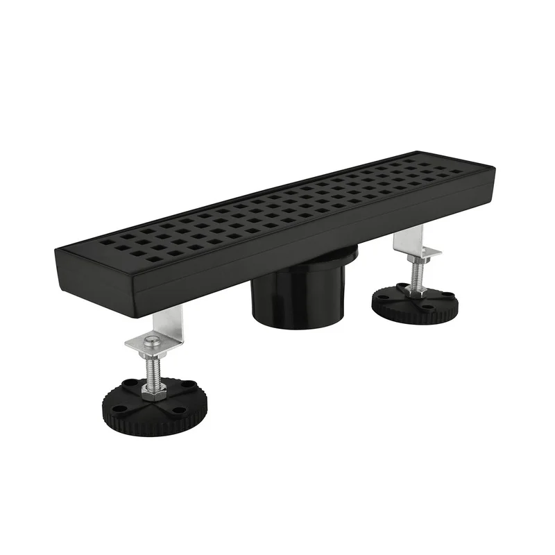 

12-Inch Linear Shower Drain with Hair Strainer and Adjustable Feet