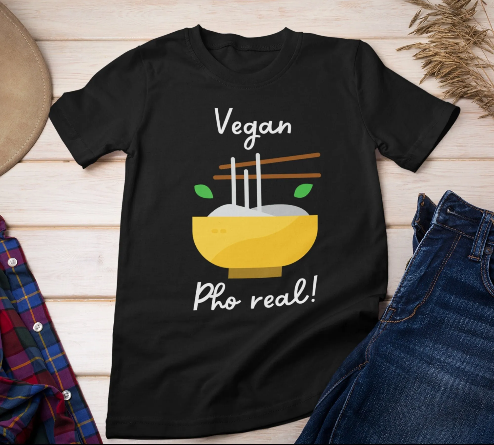 Vegan Pho Shirt, Vegan Gift for Her or Him, Plant Based Tee, Vegetarian T-shirt, Veggie Pho