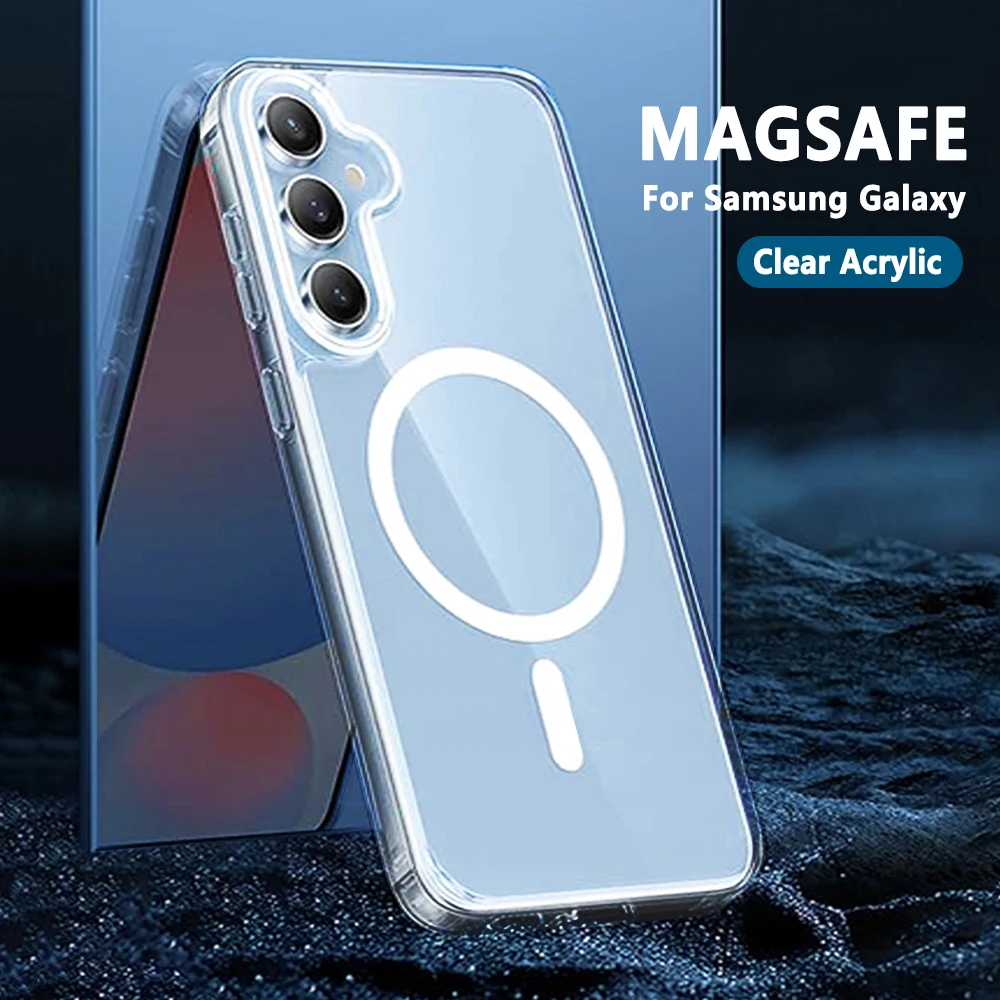 

Magnetic Clear Case For Magsafe Samsung Galaxy S24 S23 S22 Ultra Fe S21 Plus Z Flip Fold 6 5 4 3 Silicone Original Acrylic Cover