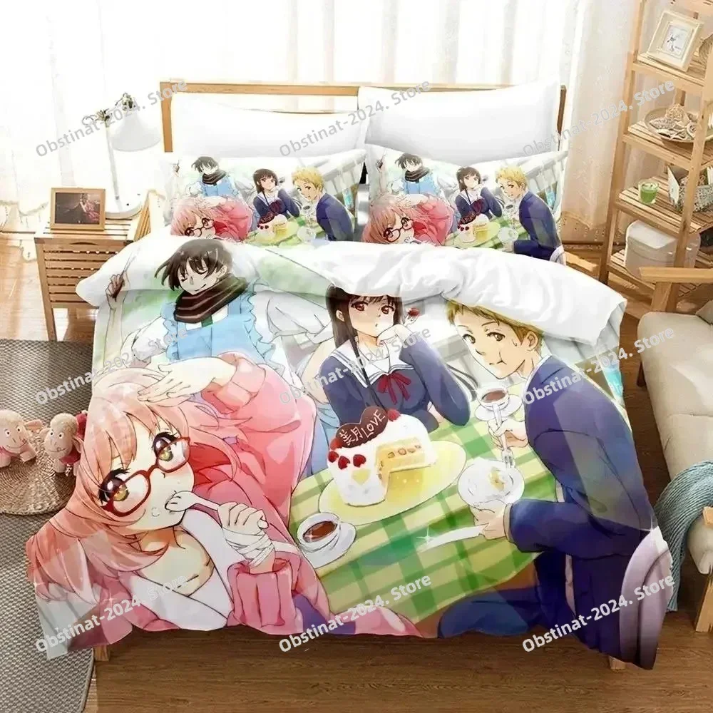 New Beyond the Boundary Bedding Set Cartoon Anime three-piece set Adult Kid Bedroom Duvet cover Sets 3D Kawaii Girl Home textile