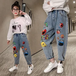 Girls Long Pants Cotton Jean Trousers 2023 Beauty Spring Summer Plus Size Teenagers Baby's Kids Children's Clothing