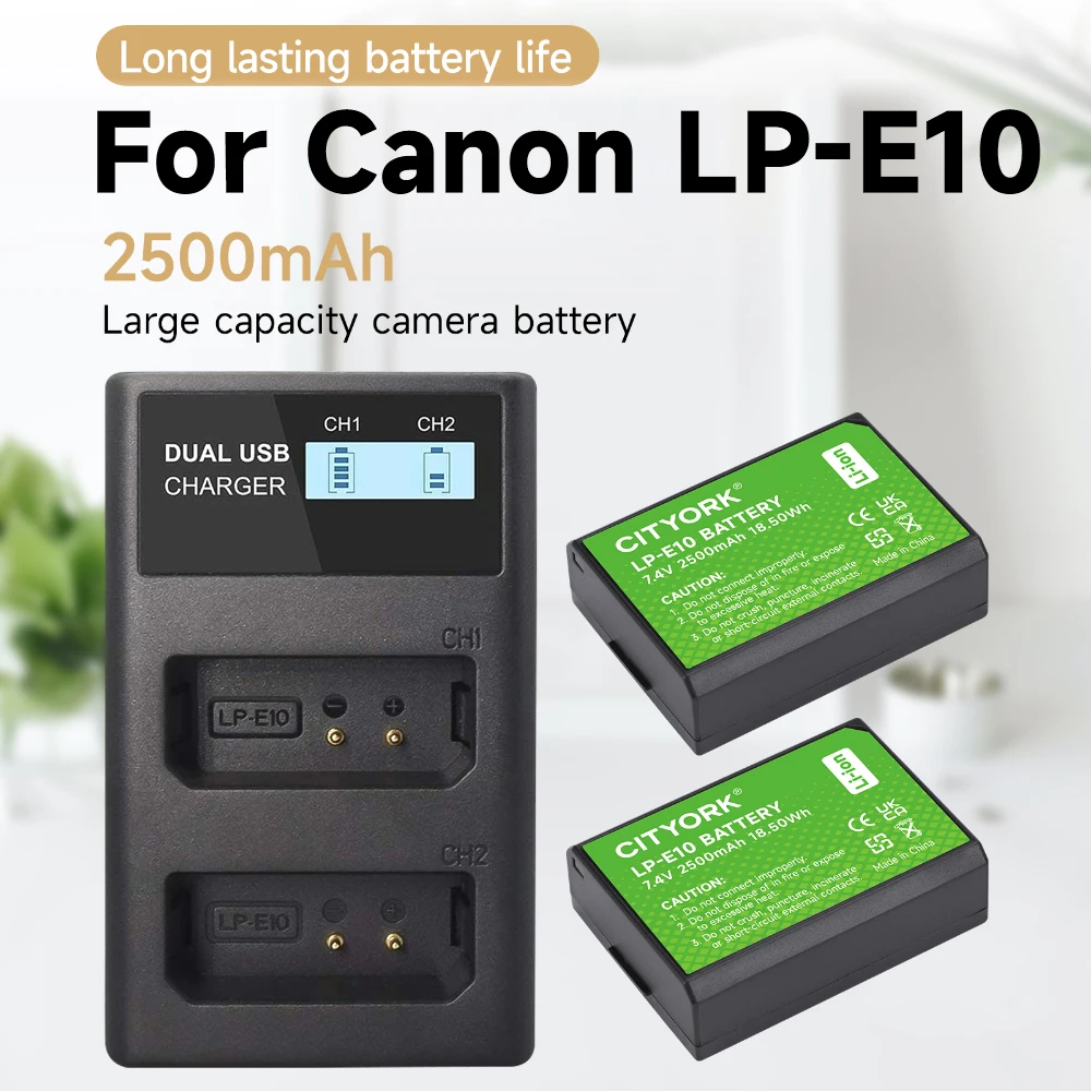 LP-E10 E10 LPE10 Digital Camera Battery With LCD Charger For Canon EOS 1100D 1200D 1300D 2000D 4000D Rebel T3 T5 T6 KISS X50 X70