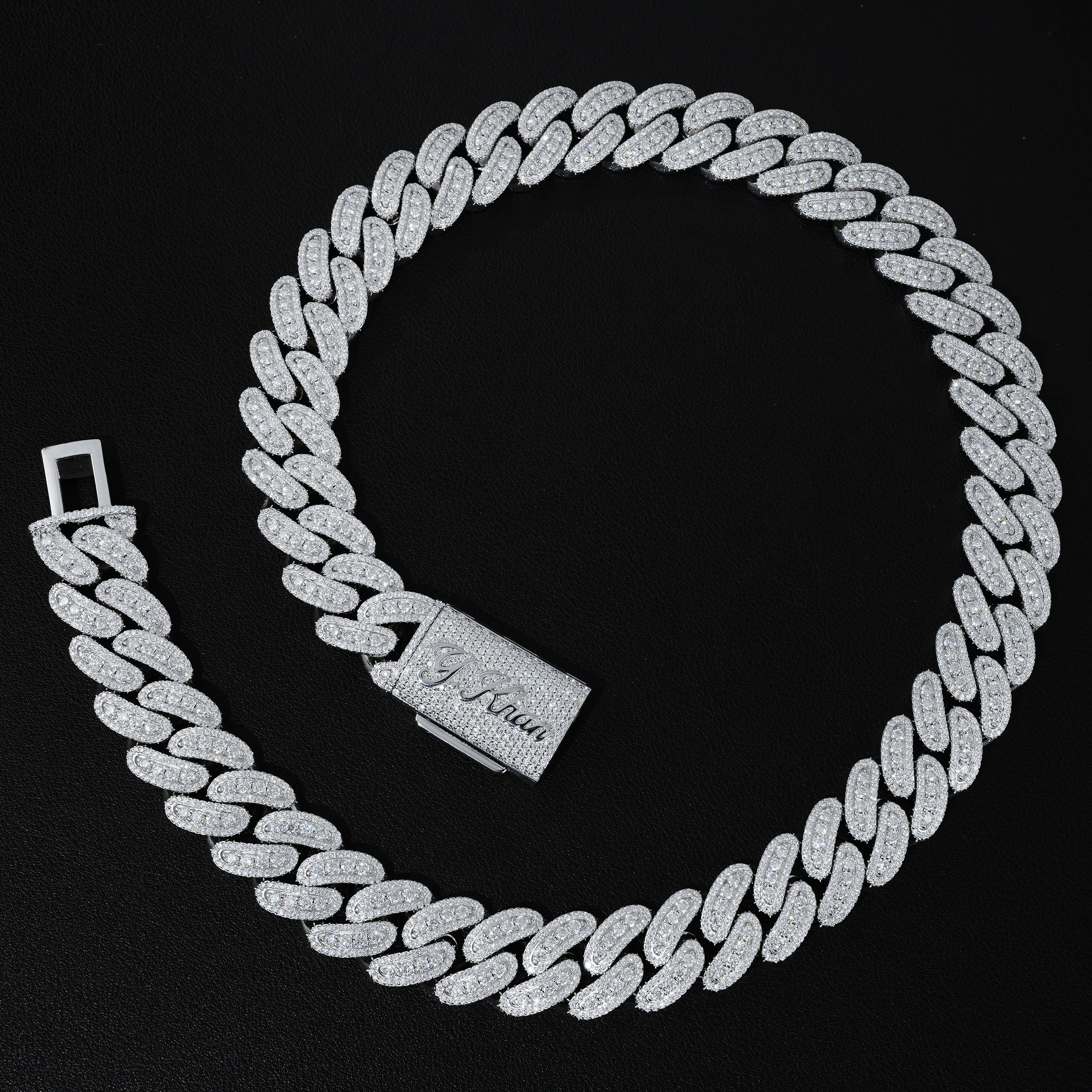 Hop Hip 15MM VVS Moissanite Cuban Chain Fashion Jewelry Iced Out Cuban Link Chain Custom S925 Silver Cuban Link Chain Necklace.
