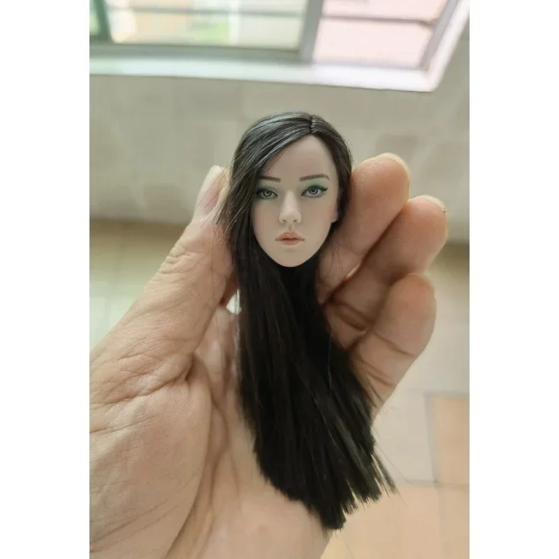 Asiático 1/6 escala beleza assassino cabeça esculpir soldado feminino longo preto cabelo reto cabeça jogado modelo para 12 "figura ph corpo boneca